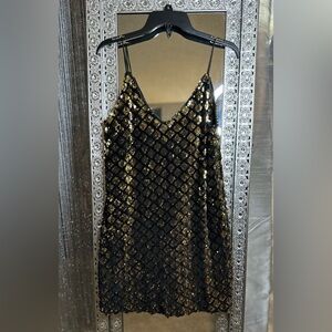Sequin V-Neck Dress, Cocktail, Mini, Evening, Party Dress.
